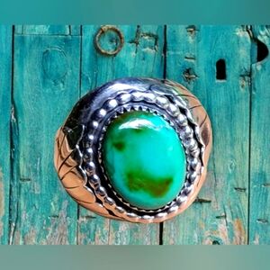 Vintage Navajo Turquoise Sterling Silver Ring Size 10 Stamped F